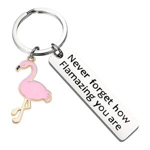 Flamingo Keychain with Inspirational Message